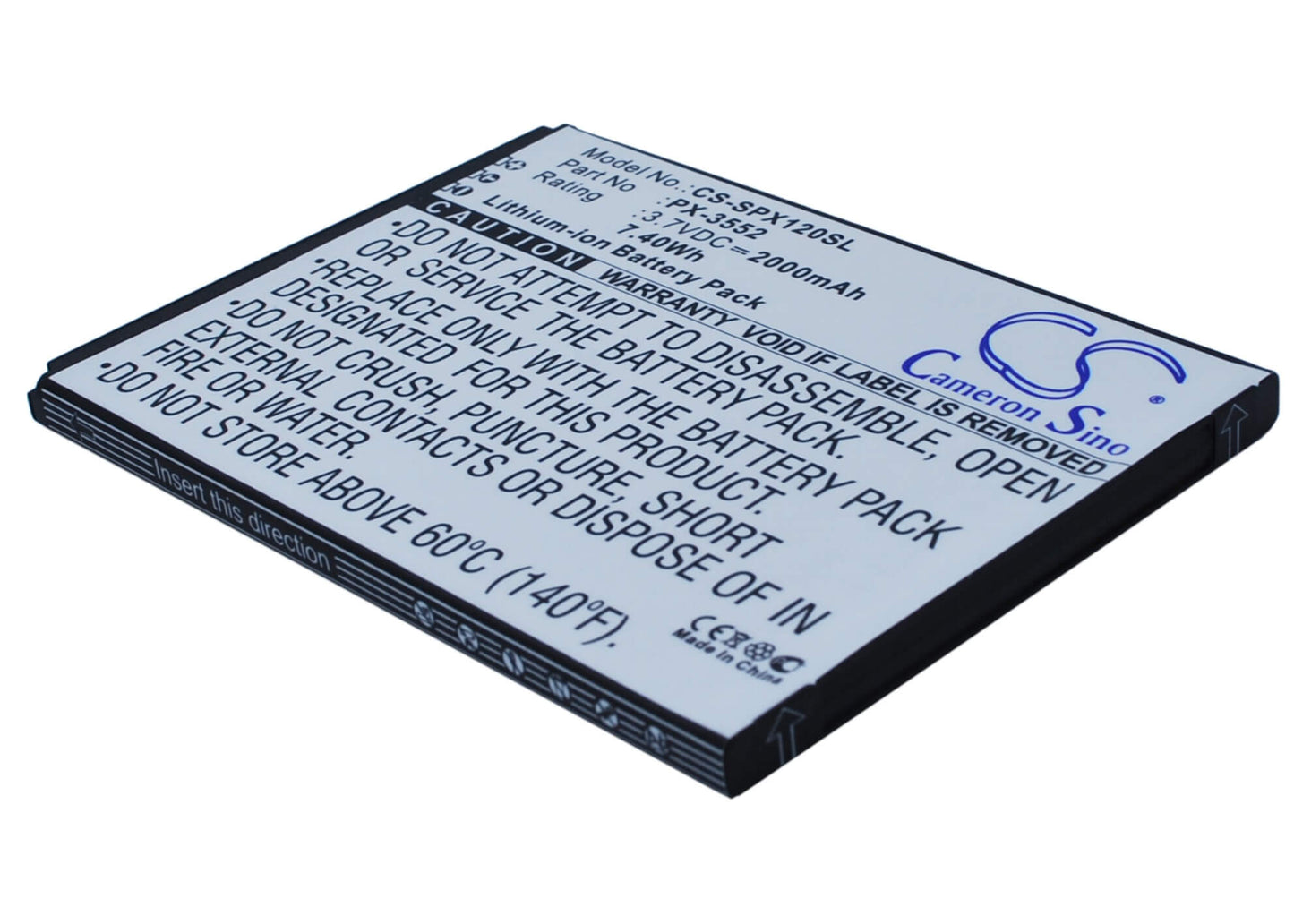 3.7V, 2000mAh, Li-ion Battery fits Simvalley, Spx-12, 7.4Wh