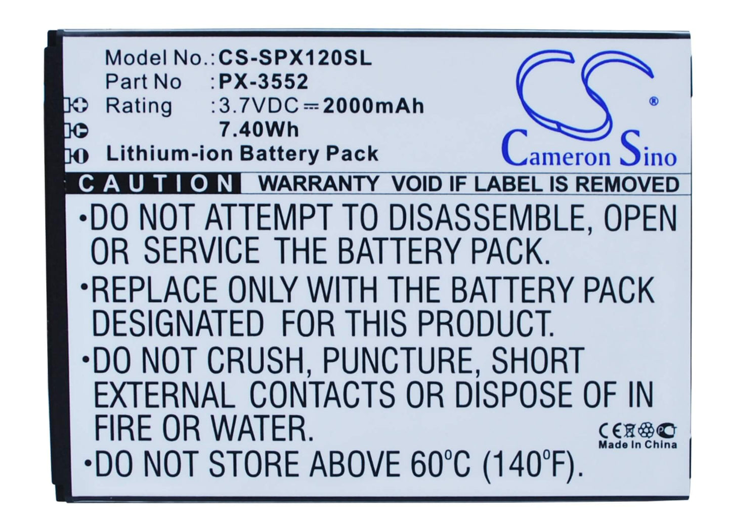 3.7V, 2000mAh, Li-ion Battery fits Simvalley, Spx-12, 7.4Wh
