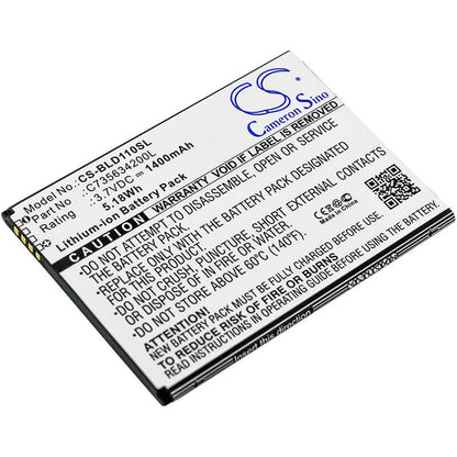 3.7V, 1400mAh, Li-ion Battery fits Blu, S110, S110l, 5.18Wh
