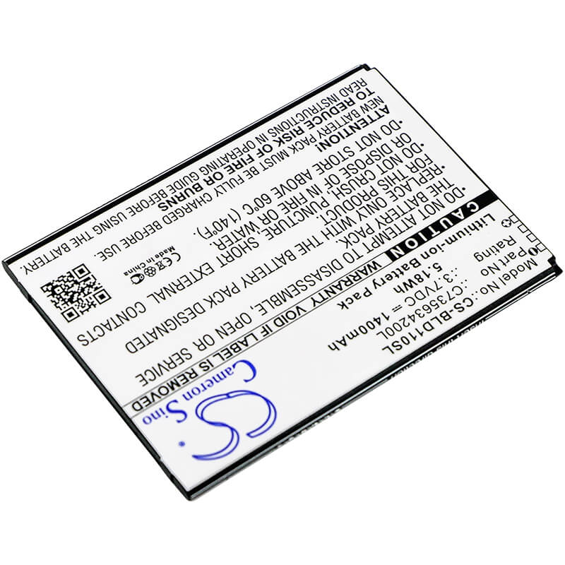 3.7V, 1400mAh, Li-ion Battery fits Blu, S110, S110l, 5.18Wh