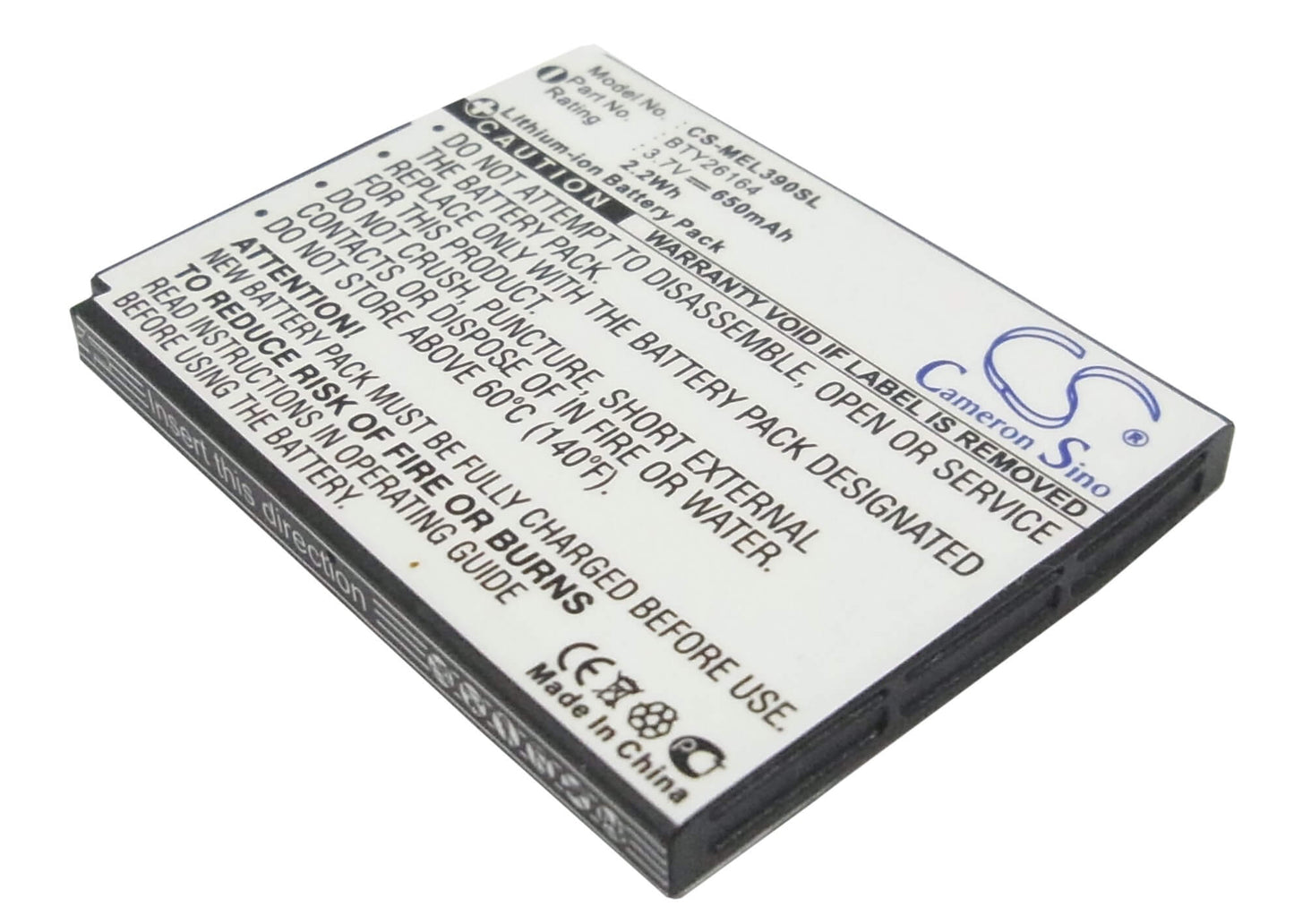 3.7V, 650mAh, Li-ion Battery fits Emporia, Elson El390, Mobistel El390, 2.405Wh