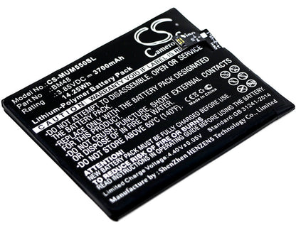 3.85V, 3700mAh, Li-Polymer Battery fits Xiaomi, 2015211, Note 2 Standard, 14.245Wh