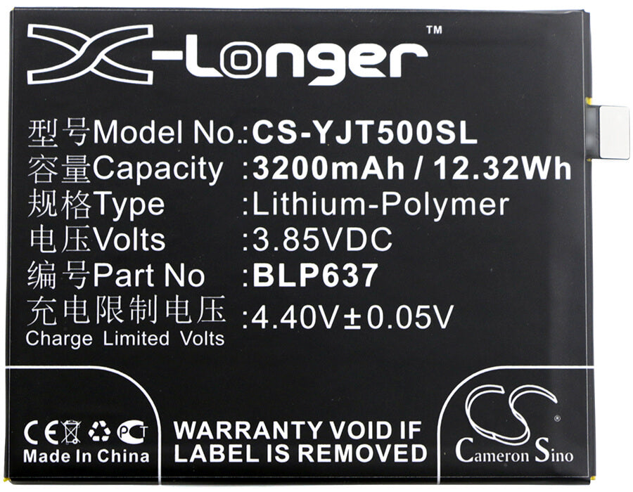 3.85V, 3200mAh, Li-Polymer Battery fits Oneplus, 5, 5 Dual Sim, 12.32Wh
