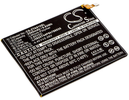 3.85V, 2500mAh, Li-Polymer Battery fits Zte, Ba910, Blade A512, 9.625Wh