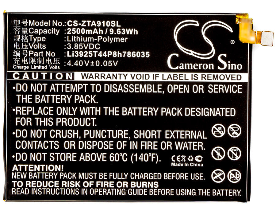 3.85V, 2500mAh, Li-Polymer Battery fits Orange, Neva 80, Neva 80 Lte, 9.625Wh