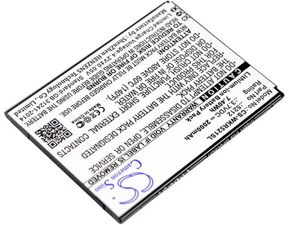 3.7V, 2000mAh, Li-ion Battery fits Wiko, Robby, 7.4Wh