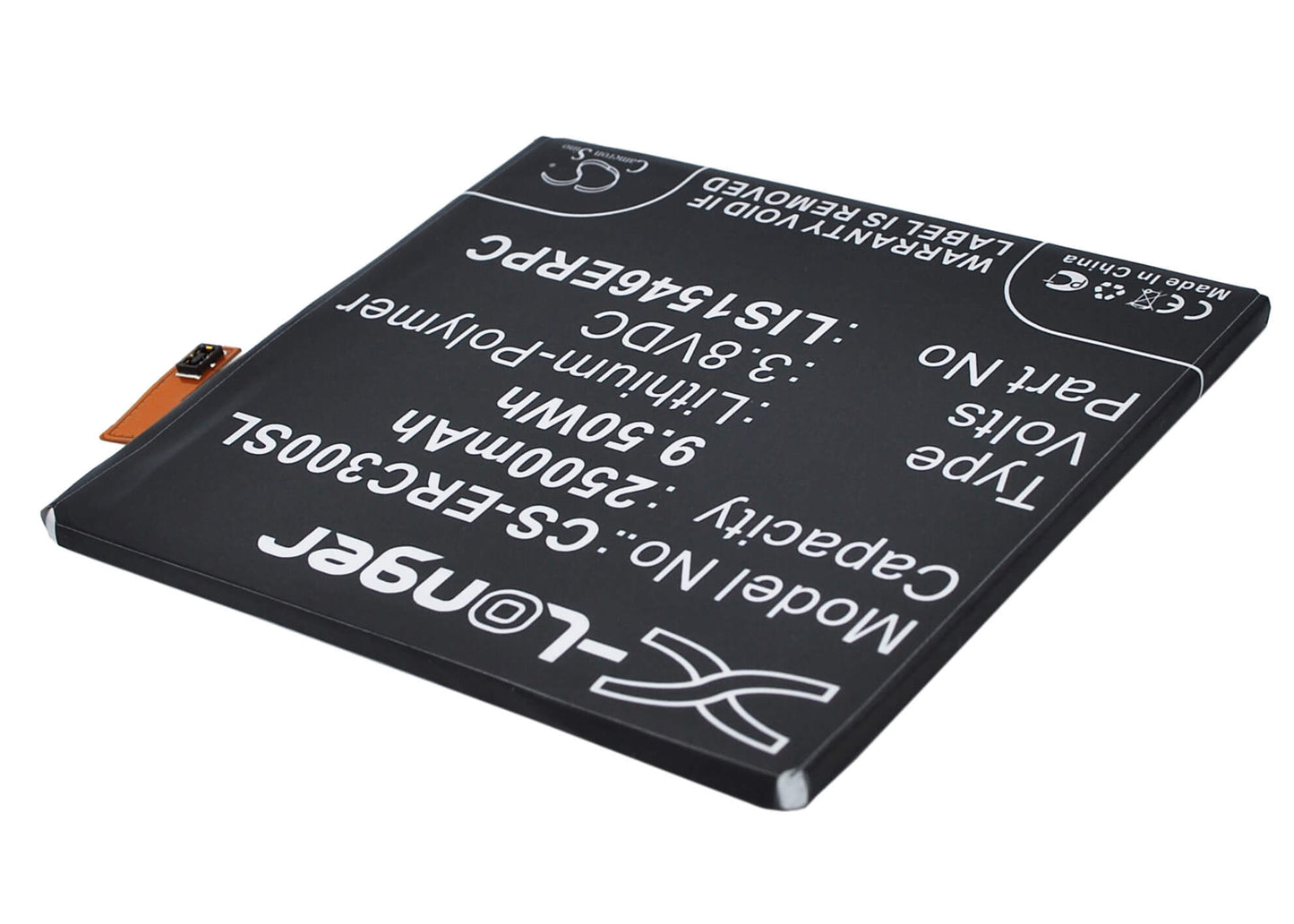 3.8V, 2500mAh, Li-Polymer Battery fits Sony Ericsson, D2502, D2533, 9.5Wh