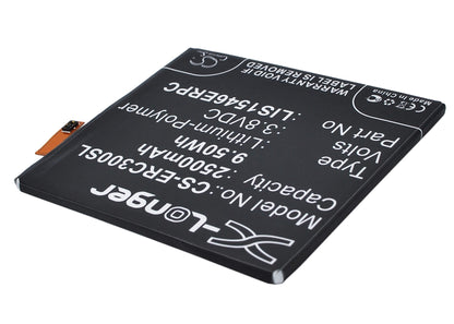 3.8V, 2500mAh, Li-Polymer Battery fits Sony Ericsson, D2502, D2533, 9.5Wh