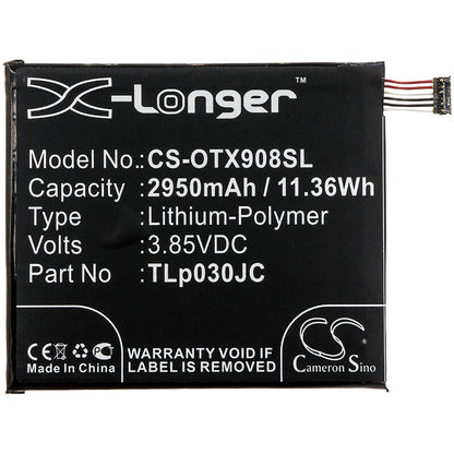 3.85V, 2950mAh, Li-Polymer Battery fits Alcatel, 3c, 3c Dual Sim, 11.3575Wh