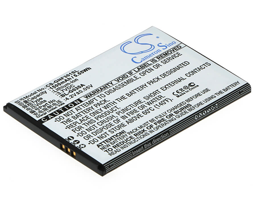 3.7V, 1500mAh, Li-ion Battery fits Gionee, F301, 5.55Wh