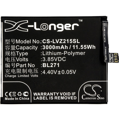 3.85V, 3000mAh, Li-Polymer Battery fits Lenovo, Z2151, Zuk Edge, 11.55Wh
