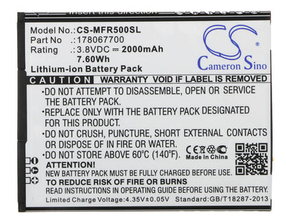 3.8V, 2000mAh, Li-ion Battery fits Sfr, Startrail 5, 7.6Wh