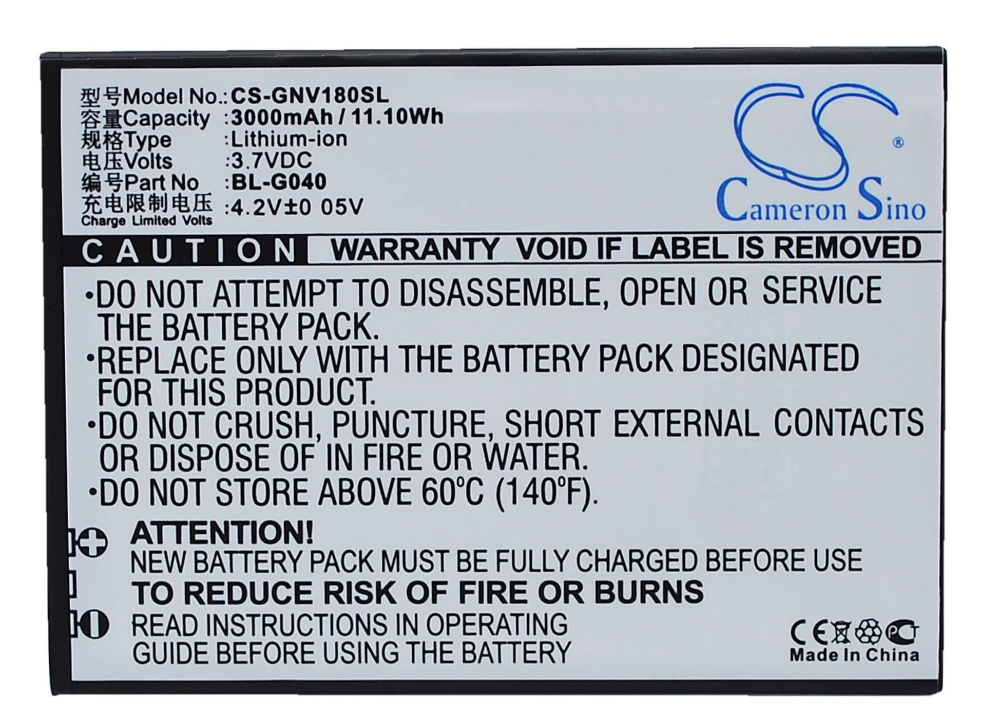 3.7V, 3000mAh, Li-ion Battery fits Fly, Energie 3, Iq4403, 11.1Wh