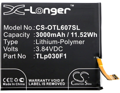 3.84V, 3000mAh, Li-Polymer Battery fits Alcatel, Idol 4 Pro, Idol 4s Dual Sim, 11.52Wh