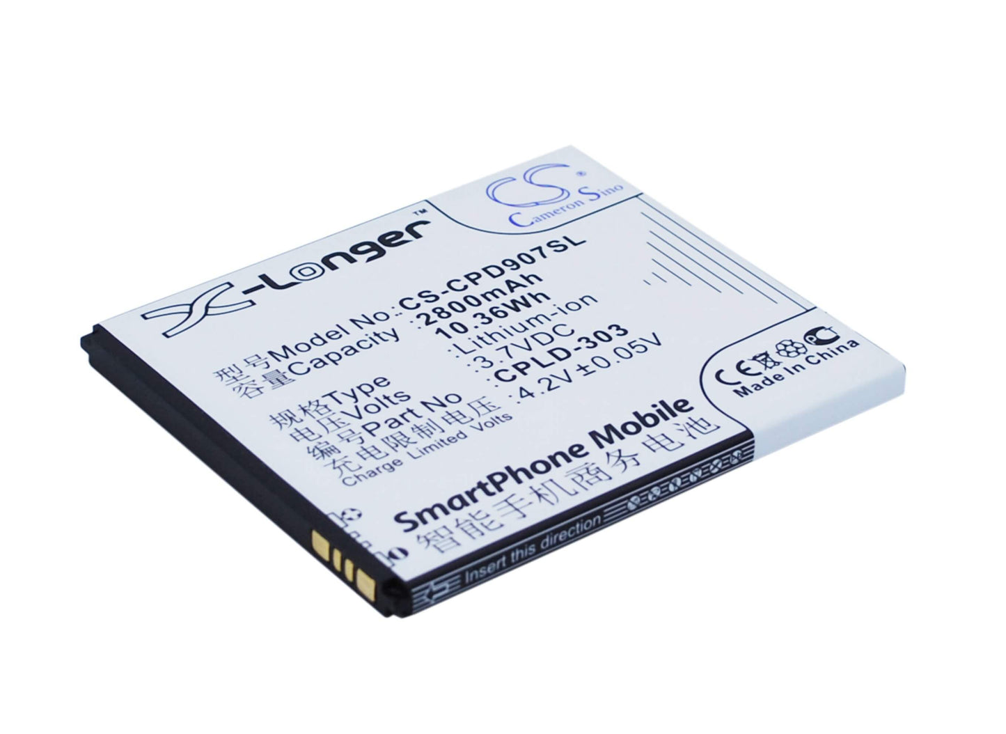 3.7V, 2800mAh, Li-ion Battery fits Coolpad, 9070, 9070+, 10.36Wh