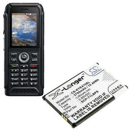 3.85V, 2700mAh, Li-ion Battery fits Kyocera, Duratr, E4750, 10.395Wh