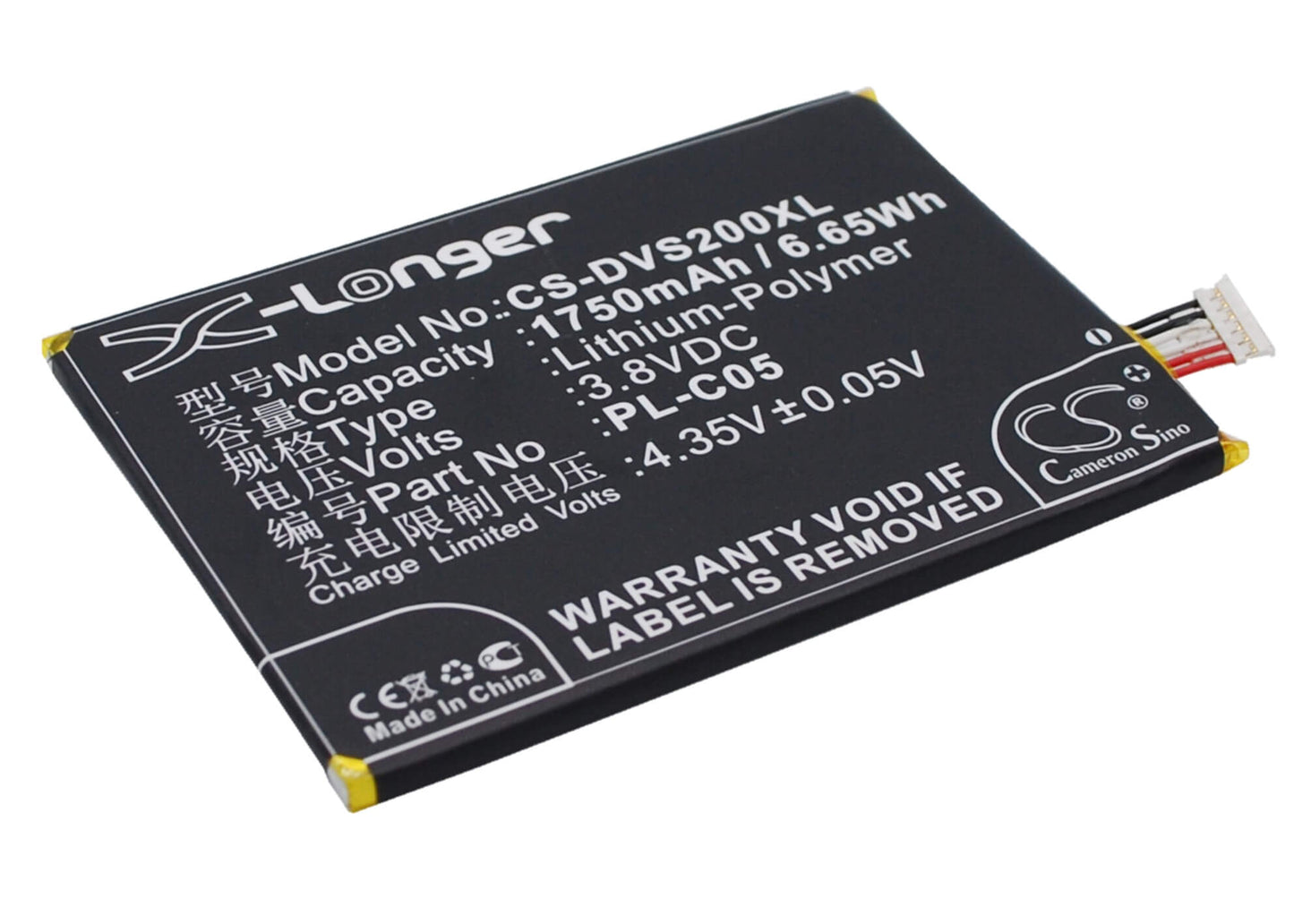 3.8V, 1750mAh, Li-Polymer Battery fits Doov, Doov S2, 6.65Wh