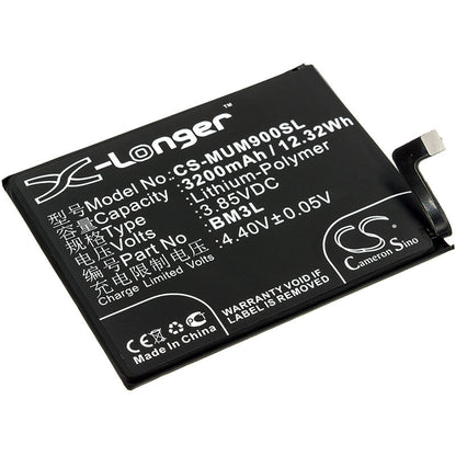 3.85V, 3200mAh, Li-Polymer Battery fits Xiaomi, M1902f1a, M1902f1g, 12.32Wh