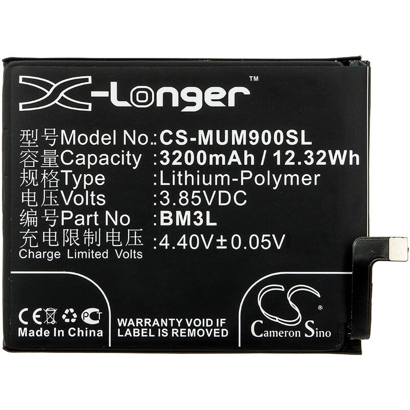 3.85V, 3200mAh, Li-Polymer Battery fits Xiaomi, M1902f1a, M1902f1g, 12.32Wh