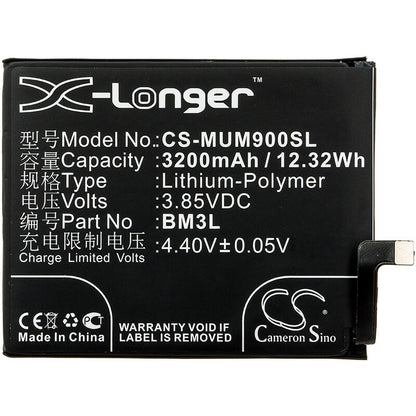 3.85V, 3200mAh, Li-Polymer Battery fits Xiaomi, M1902f1a, M1902f1g, 12.32Wh