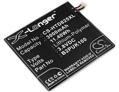 3.8V, 3000mAh, Li-Polymer Battery fits Htc, 2puk00, D825h, 11.4Wh