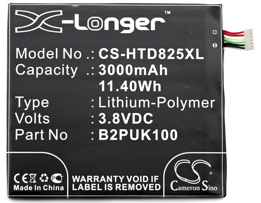 3.8V, 3000mAh, Li-Polymer Battery fits Htc, 2puk00, D825h, 11.4Wh