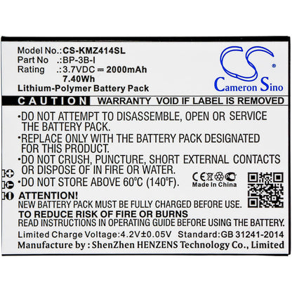 3.7V, 2000mAh, Li-Polymer Battery fits Kruger&matz, Drive, Drive 2, 7.4Wh