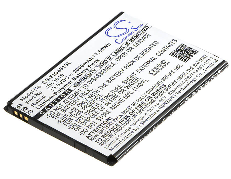 3.8V, 2000mAh, Li-Polymer Battery fits Fly, Iq4514, Iq4514 Quad Evo Tech 4, 7.6Wh