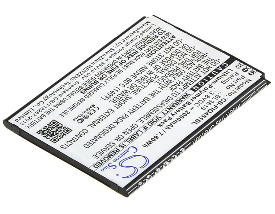 3.8V, 2000mAh, Li-Polymer Battery fits Fly, Iq4514, Iq4514 Quad Evo Tech 4, 7.6Wh