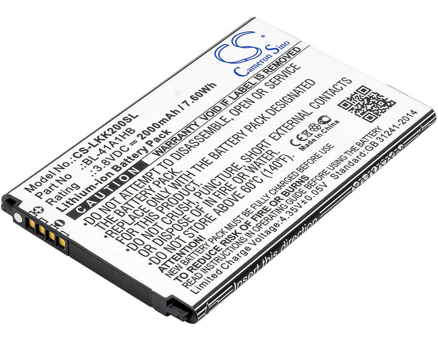 3.8V, 2000mAh, Li-ion Battery fits Lg, K200, K200ds, 7.6Wh