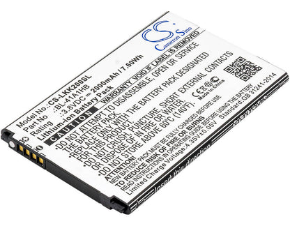3.8V, 2000mAh, Li-ion Battery fits Lg, K200, K200ds, 7.6Wh