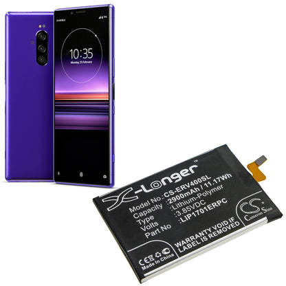 3.85V, 2900mAh, Li-Polymer Battery fits Sony, 802so, J8110, 11.165Wh