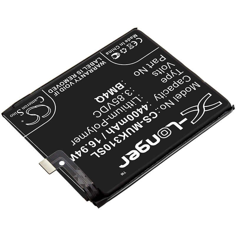 3.85V, 4400mAh, Li-Polymer Battery fits Xiaomi, K30 Pro, K30 Pro 5g, 16.94Wh