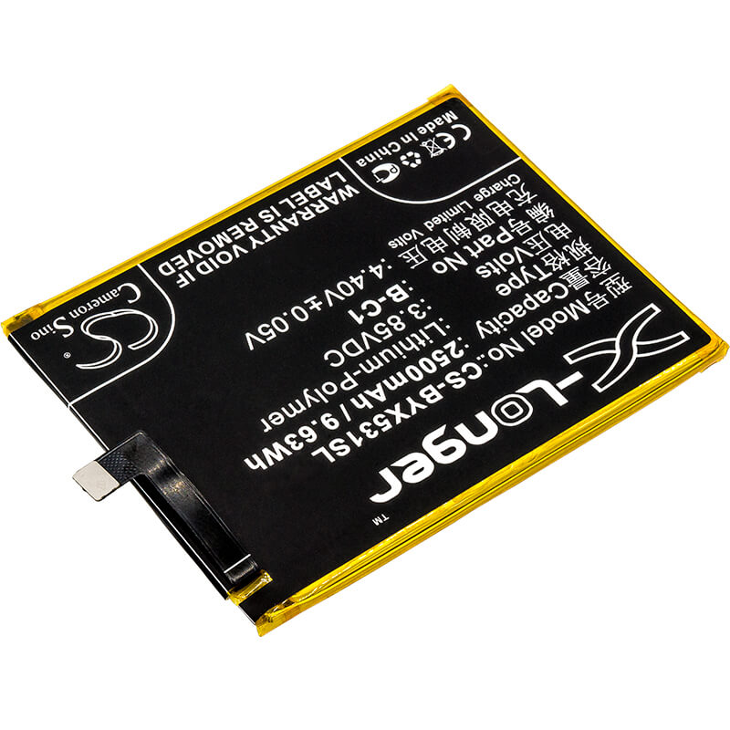 3.85V, 2500mAh, Li-Polymer Battery fits Bbk, Vivo Y53, Vivo Y53 Dual Sim, 9.625Wh