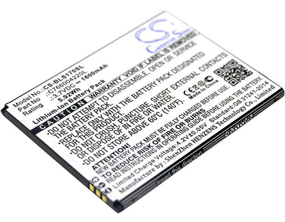 3.7V, 1600mAh, Li-ion Battery fits Blu, S170, Studio G Hd, 5.92Wh