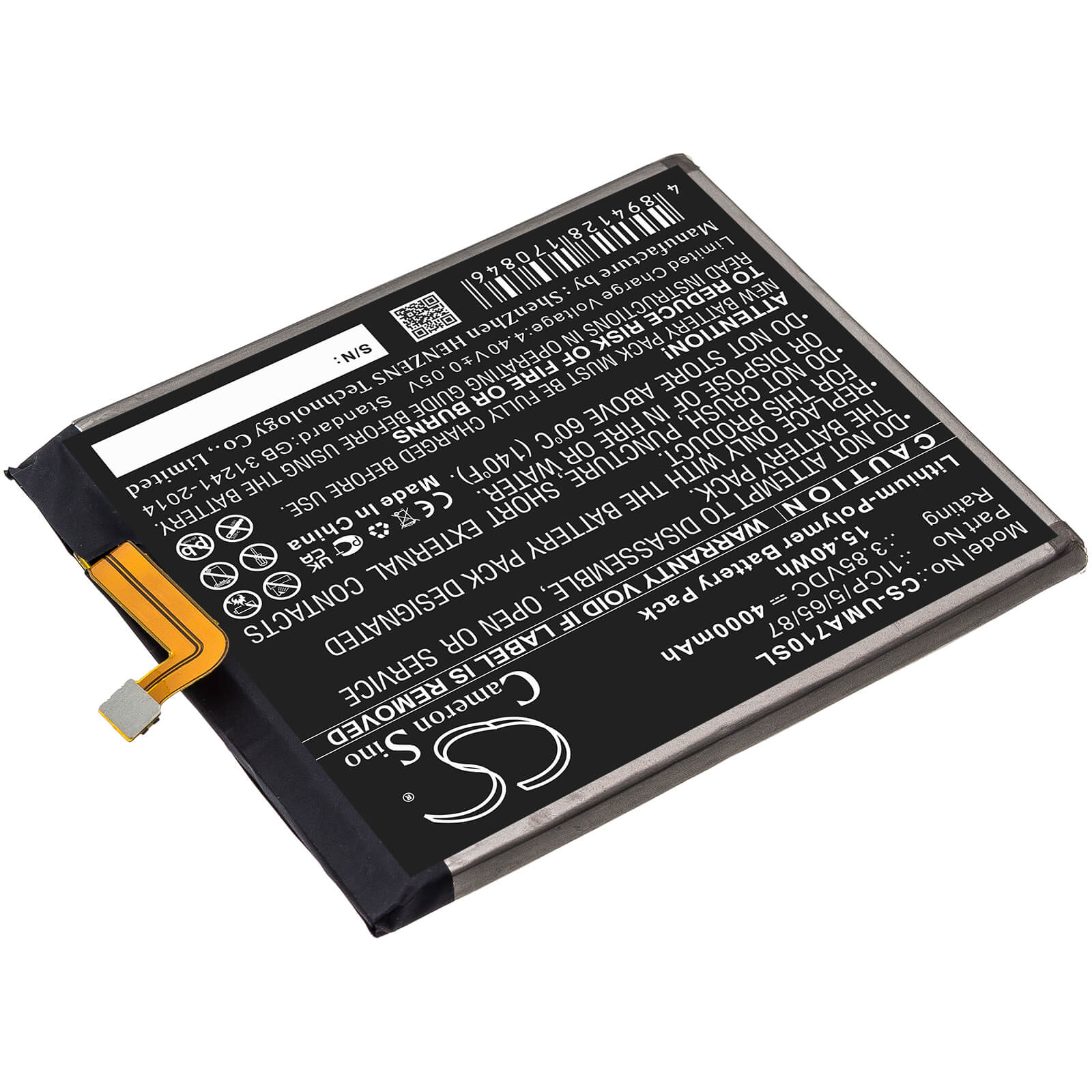 3.85V, 4000mAh, Li-Polymer Battery fits Umi, Umidigi A7 Pro, 15.4Wh