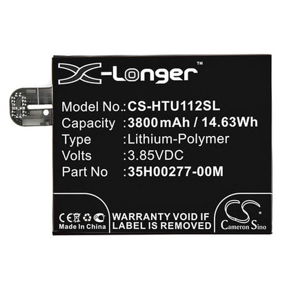 3.85V, 3800mAh, Li-Polymer Battery fits Htc, U11 Plus, U11+, 14.63Wh