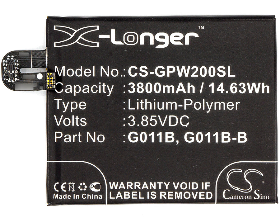 3.85V, 3800mAh, Li-Polymer Battery fits Google, G011c, Pixel 2 Xl 2017, 14.63Wh