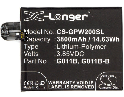 3.85V, 3800mAh, Li-Polymer Battery fits Google, G011c, Pixel 2 Xl 2017, 14.63Wh