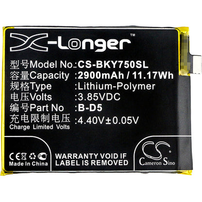 3.85V, 2900mAh, Li-Polymer Battery fits Vivo, Y75, Y75 Dual Sim, 11.165Wh