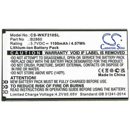 3.7V, 1100mAh, Li-ion Battery fits Wiko, F200, 4.07Wh