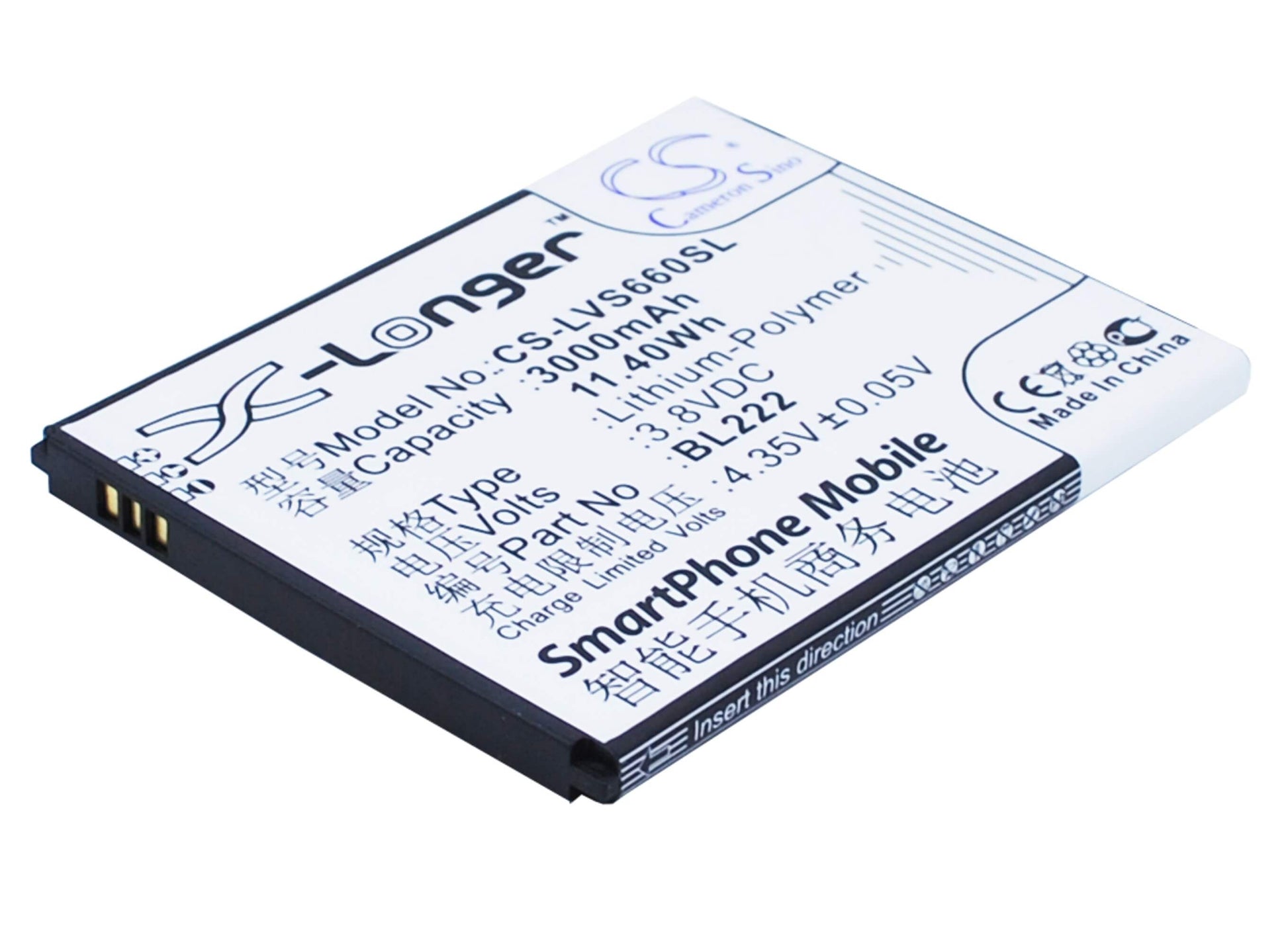 3.8V, 3000mAh, Li-Polymer Battery fits Lenovo, S660, S668t, 11.4Wh