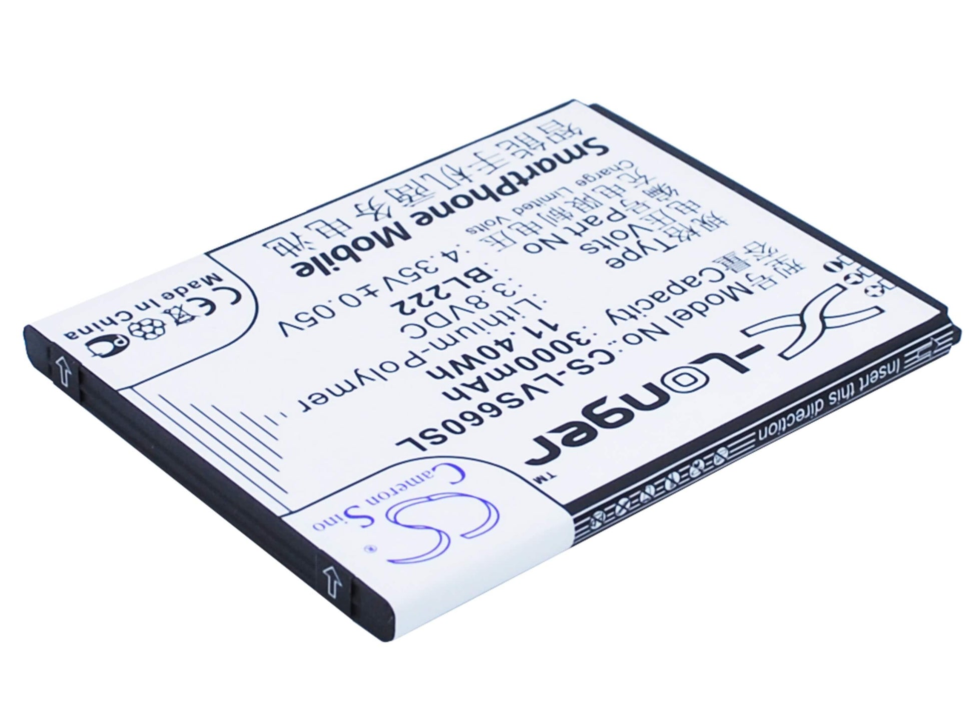 3.8V, 3000mAh, Li-Polymer Battery fits Lenovo, S660, S668t, 11.4Wh