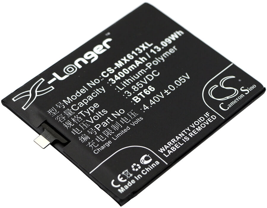 3.85V, 3400mAh, Li-Polymer Battery fits Meizu, M686, M686c, 13.09Wh