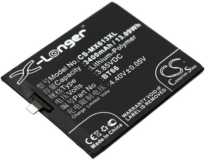 3.85V, 3400mAh, Li-Polymer Battery fits Meizu, M686, M686c, 13.09Wh