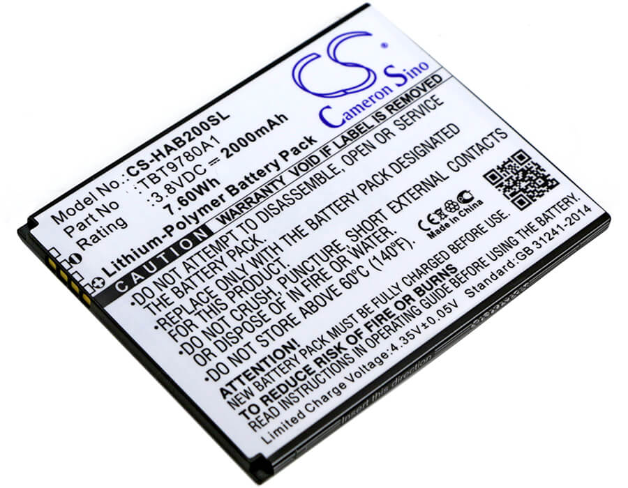 3.8V, 2000mAh, Li-Polymer Battery fits Highscreen, B2000a, Thor, 7.6Wh