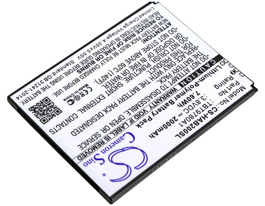 3.8V, 2000mAh, Li-Polymer Battery fits Highscreen, B2000a, Thor, 7.6Wh