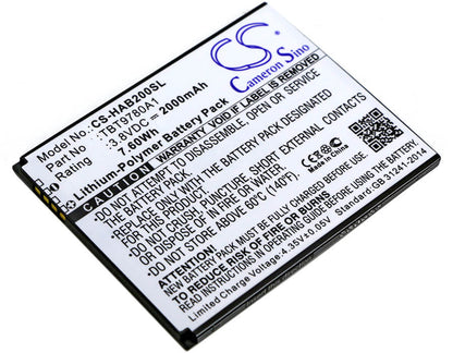 3.8V, 2000mAh, Li-Polymer Battery fits K-touch, Nibiru H1, Nibiru H1c, 7.6Wh
