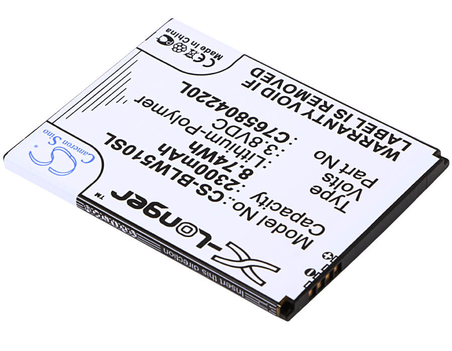 3.8V, 2300mAh, Li-Polymer Battery fits Blu, L280, L280a, 8.74Wh