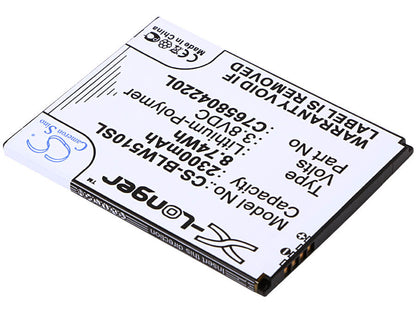 3.8V, 2300mAh, Li-Polymer Battery fits Blu, L280, L280a, 8.74Wh